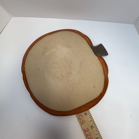 Autumn Leaf Fall Pumpkin Glazed Artist Pottery Decorative Dish Plate Bowl - Picture 5 of 6